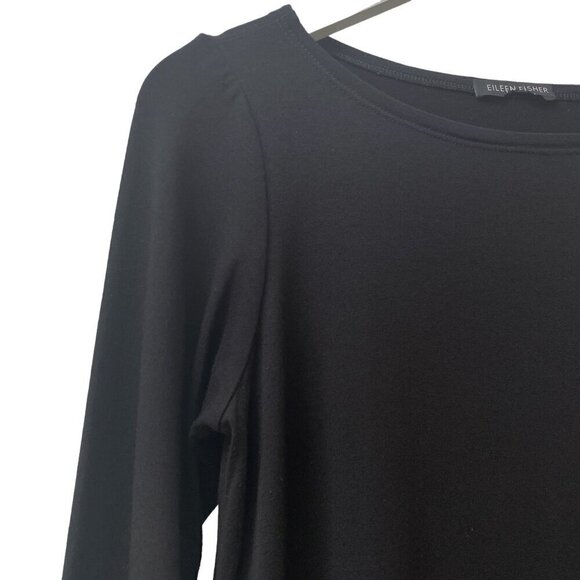 Eileen Fisher Black Tee Size XS/S Cotton Tunic T-shirt Long Sleeve - Picture 6 of 9